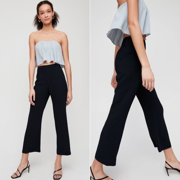 Aritzia Wilfred Black High Waisted Kick Flare Trouser Pant - Size 2 - Picture 2 of 12